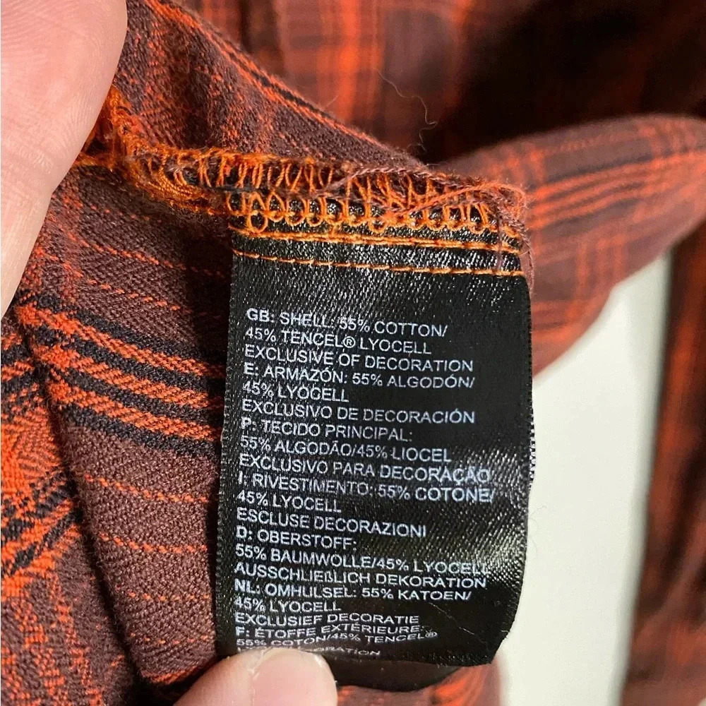 The‎ North Face women’s Plaid Flannel Button Front orange & red size small - Picture 4 of 9
